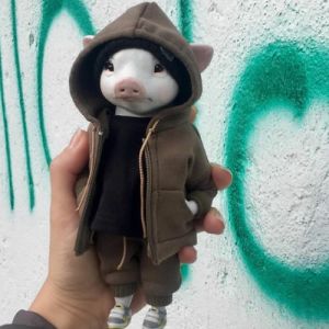 42 bonecos de animais de barro com roupas da moda