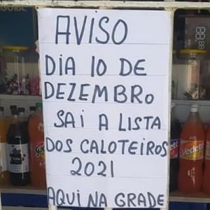 Lista dos caloteiros de 2021