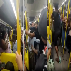 Mulher faz cocô em ônibus, leva chute e joga fezes em agressor no Rio