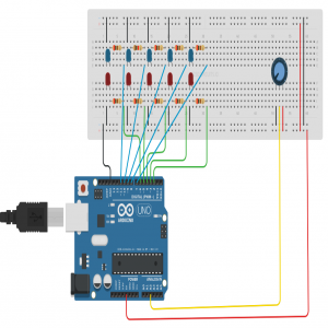 Sequência de LEDs controlados por potenciômetro 