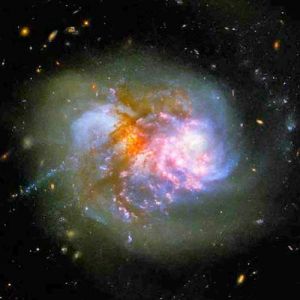 Hubble flagra dupla dinâmica e deslumbrante de galáxias