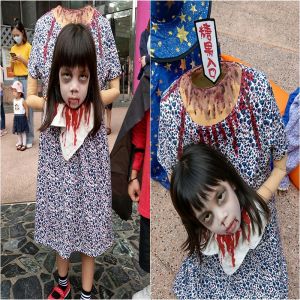 A Fantasia de Halloween sem cabeça dessa menina era tão apavorante que assustava outras crianças
