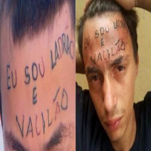 Como está atualmente o jovem que teve a testa tatuada ladrão e vacilão?