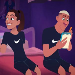 Richarlison e a Debinha em desenho animado