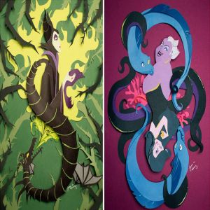 Personagens da Disney feitos apenas com tiras de papel