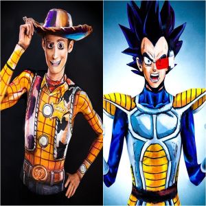 Artista de cosplay usa pintura corporal para se transformar em praticamente qualquer personagem de quadrinhos ou desenhos animados