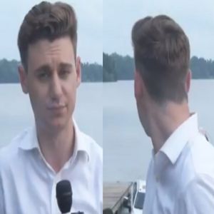 O carro afundou durante a transmissão ao vivo do repórter