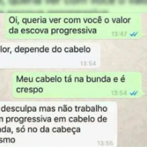 Ela só queria fazer uma progressiva, mas parece que a cabeleireira não entendeu direito
