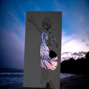 Artista talentoso colore recortes de papel inspirados em anime com ambientes do mundo real